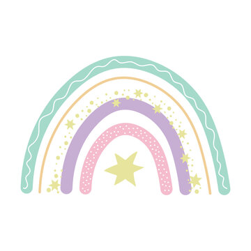 recommend clip art: cute hand-drawn colorful pastel rainbow clipart vector illustration, nursery baby rainbow sticker, kids children doodle boho rainbow, baby shower graphics