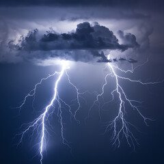 Dramatic Lightning Strike in a Thunderstorm