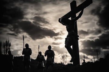 Crucifiction of Jesus Christ in Black and White