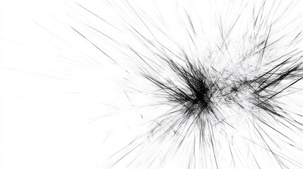 Abstract black ink explosion on white background, chaotic art concept