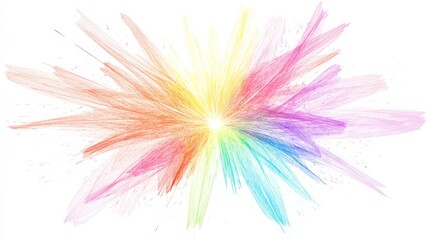 Obraz premium Colorful abstract burst of light with vibrant hues, radial explosion effect. Artistic expression and creativity concept