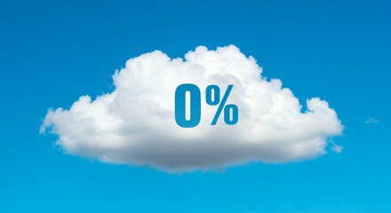 Cloud with 0% symbol, representing zero interest or zero percent financing.