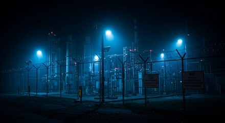 Industrial setting highlighting critical infrastructure protection with a focus on security measures.