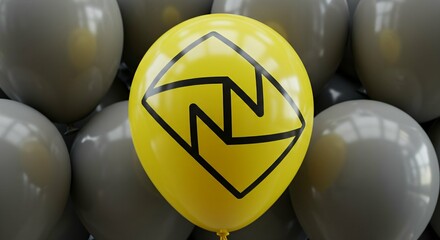 Naklejka premium The concept of standing out, leadership, originality, and independence. A bright, vibrant balloon that stands out from the crowd. A metaphor for individuality and the courage to be different.
