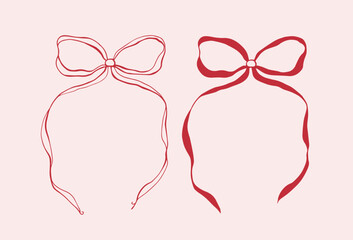 Cherry bow whimsical vector hand drawn illustration