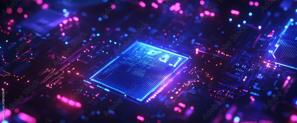 Poster the intersection of ai learning and stock concepts, infused with business, cutting-edge technology, 