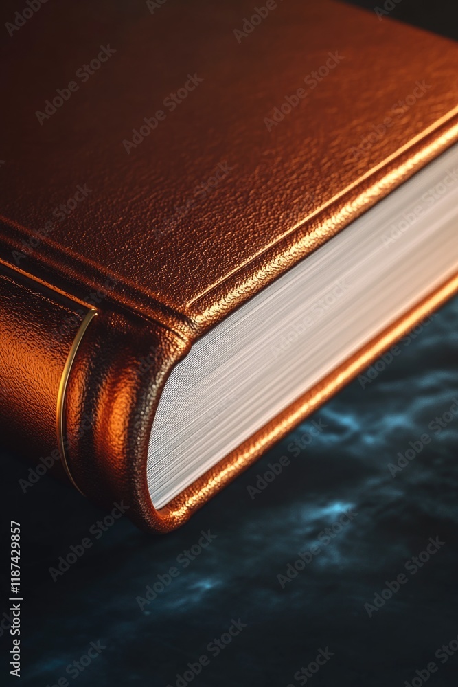 Poster a close-up view of a book on a table with a simple background