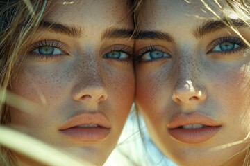 Two females with distinctive facial markings