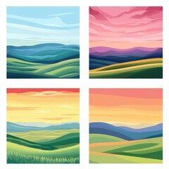 Image of Four unique landscapes with different colors and atmospheres printed on Printed Glass Basin Splashbacks