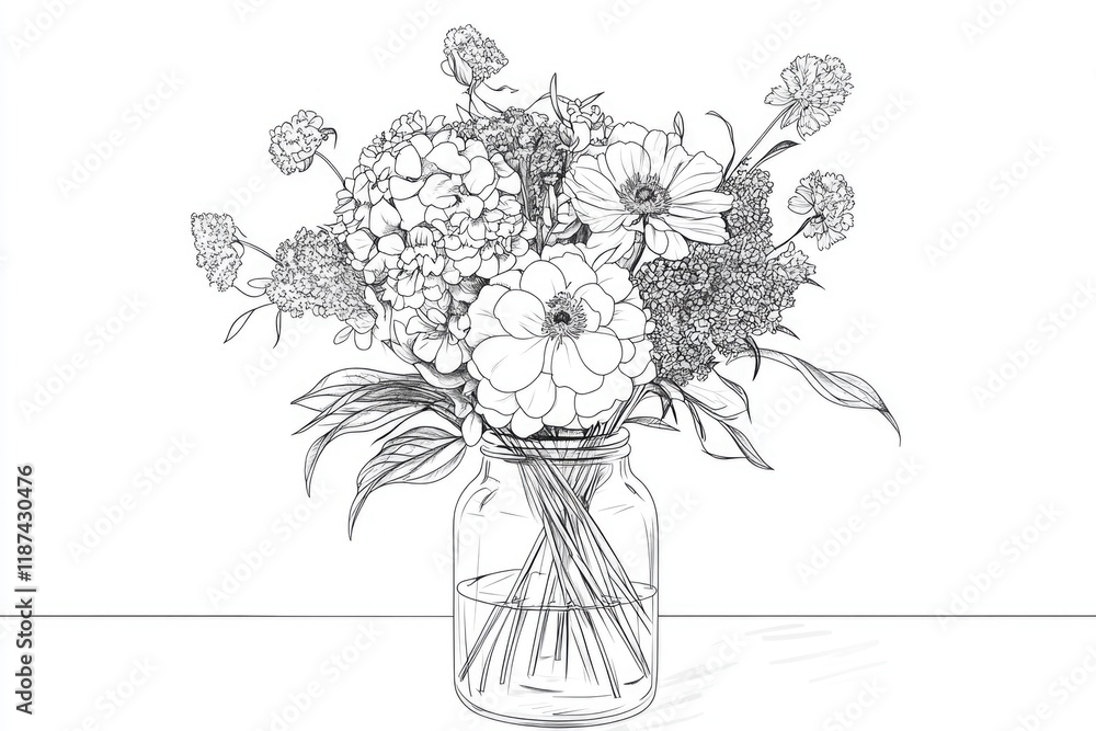 Poster a vase filled with various flowers sits on a table