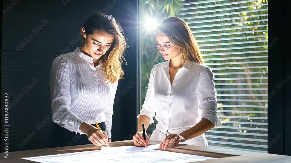 Poster a consultant uses a lightbox to reveal the translucent qualities of a sheer fabric sample, assisting