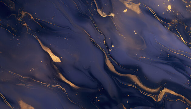 Soft, deep violet marble texture with gold veins, polished stone backgroung, fluid surface