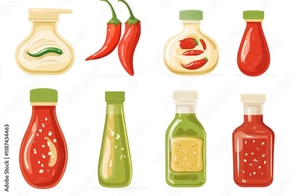 Aufkleber assortment of different sauces and condiments on display