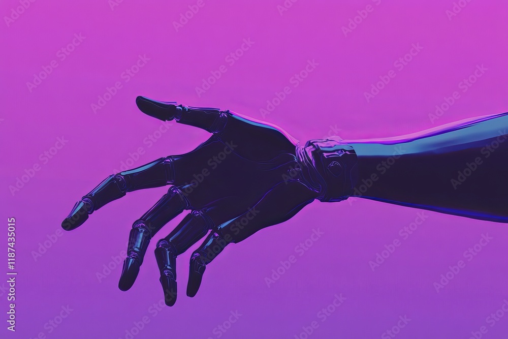 Poster a scene of a robot's and a human's hands meeting on a data network backdrop, highlighting ai, machin