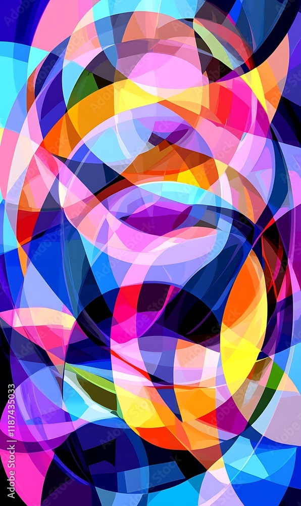 Aufkleber abstract background of overlapping circles in soft pastel colors, with sharp diagonal neon lines cro