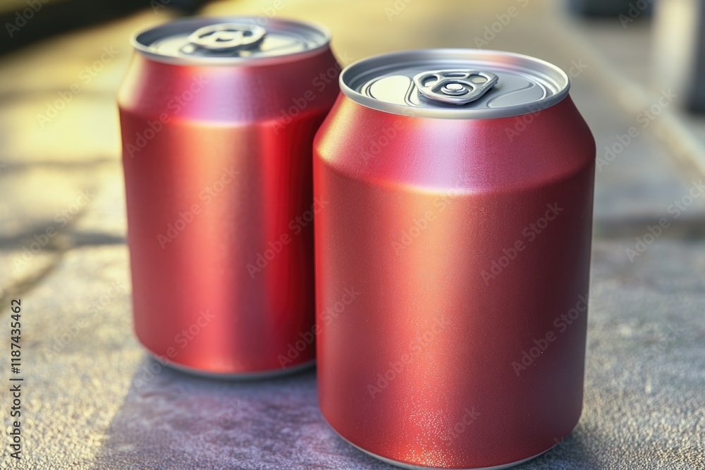 Poster two cans of soda placed on a table