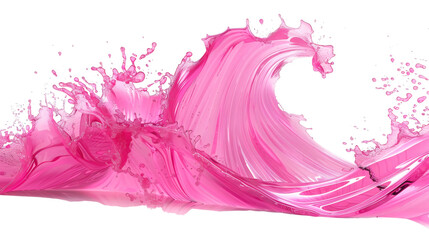 A pink wave rendered fluidly in holographic style on a white background