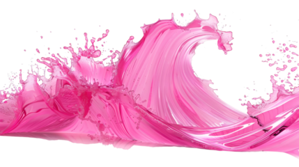 A pink wave rendered fluidly in holographic style on a white background