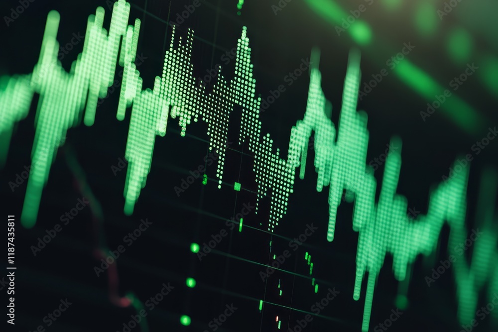 Poster this visual presents an abstract green backdrop interspersed with digital code and light streaks, em