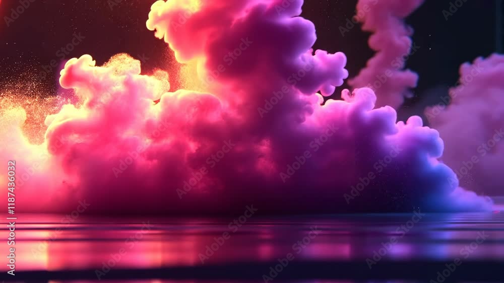Poster vibrant clouds reflect colorful light over a calm surface creating a striking visual experience at d