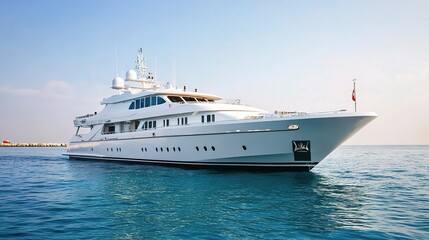 Elegant Private Motor Yacht Surrounded by Calm Waters and Sky