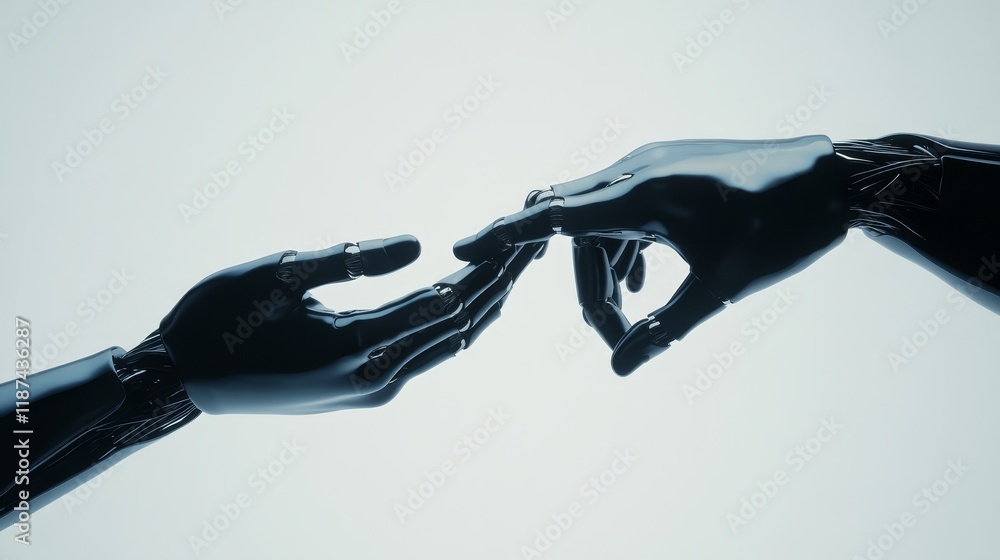 Poster the interplay of human and robotic hands driven by ai, navigating through stock markets and explorin