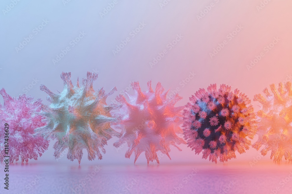 Poster progression of virus forms illustrating complexity and diversity in structure observed under varied 