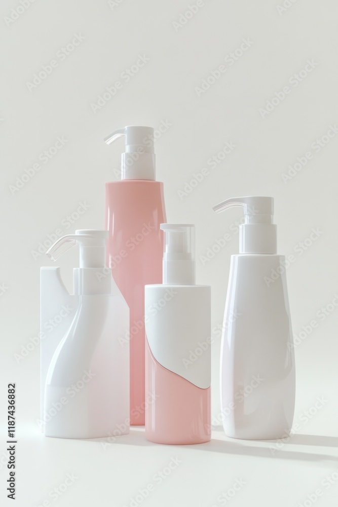 Poster a collection of colorful bottles with unique shapes, sitting together on a surface