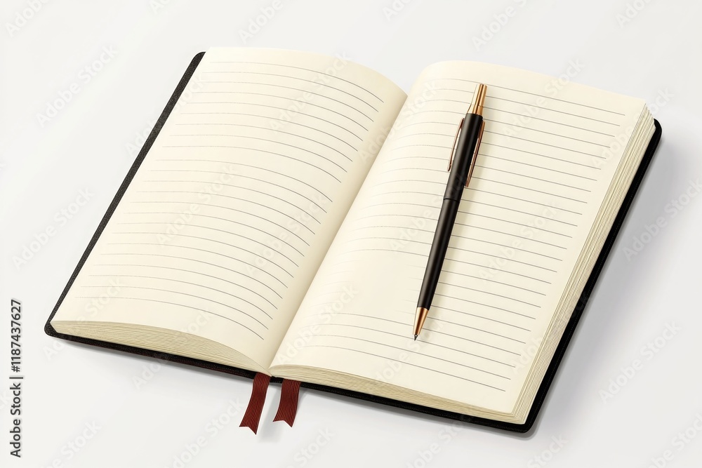 Poster A person working at a desk with a notebook and pen