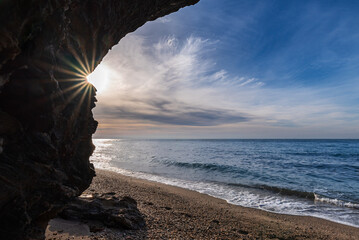 La Joya naturist or nudist beach, a small beach with difficult access in the municipality of...