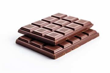Fototapeta premium Delicious chocolate bars stacked together on a plain background, showcasing the rich texture and design of the chocolate
