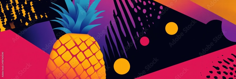 Fototapete vibrant abstract geometric pineapple design in bold colors and dynamic shapes creating a modern art 