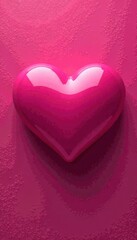 Obraz premium Bold bright pink heart background, glossy finish , luxury, background