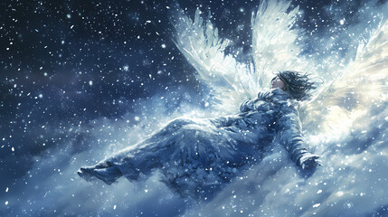 Obraz premium Snow angels. Stardrift. Illustration