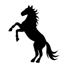 前足を上げる馬のシルエット