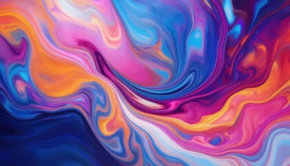 Vibrant Swirls of Acrylic Paint Blending into a Cool Abstract Background, Creating an Artistic Mosaic of Colors and Textures.