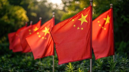 Flags with stars on a red background