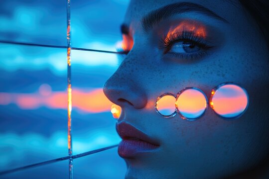 Close-up shot of a woman's face with visible acne, suitable for health and wellness content or skin care campaigns