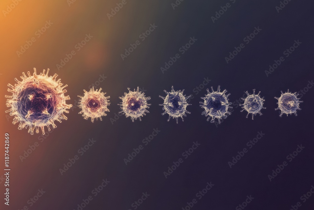 Poster progression of virus forms from basic to complex showing structural variations and evolutionary deve