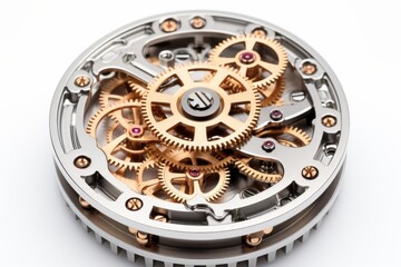 Intricate details of a mechanical watch movement showcasing gears and springs in a close-up view