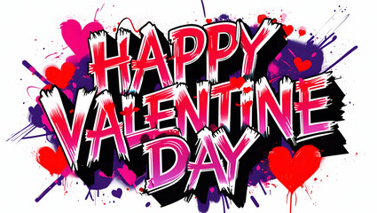 Stylish Happy Valentine's Day graphic with grunge effect