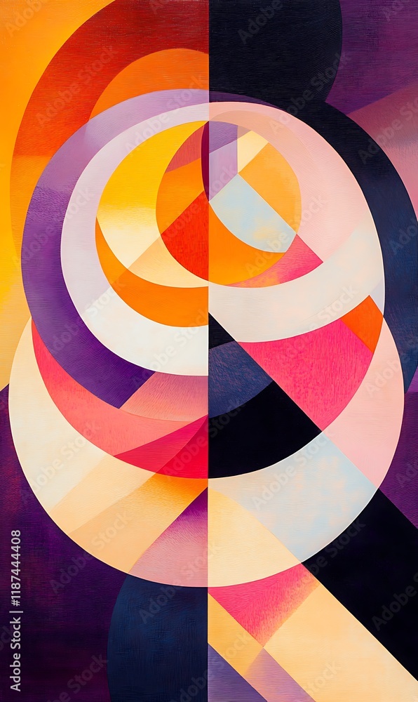 Aufkleber a stunning abstract design of orange and purple geometric shapes merging into each other with a soft