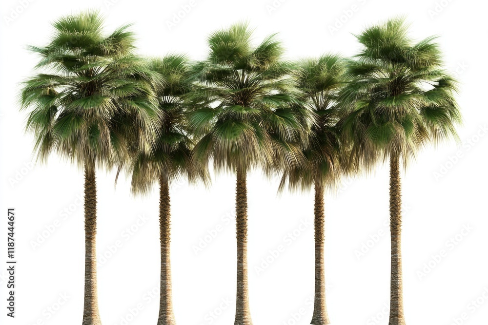 Poster A group of palm trees on a simple white background