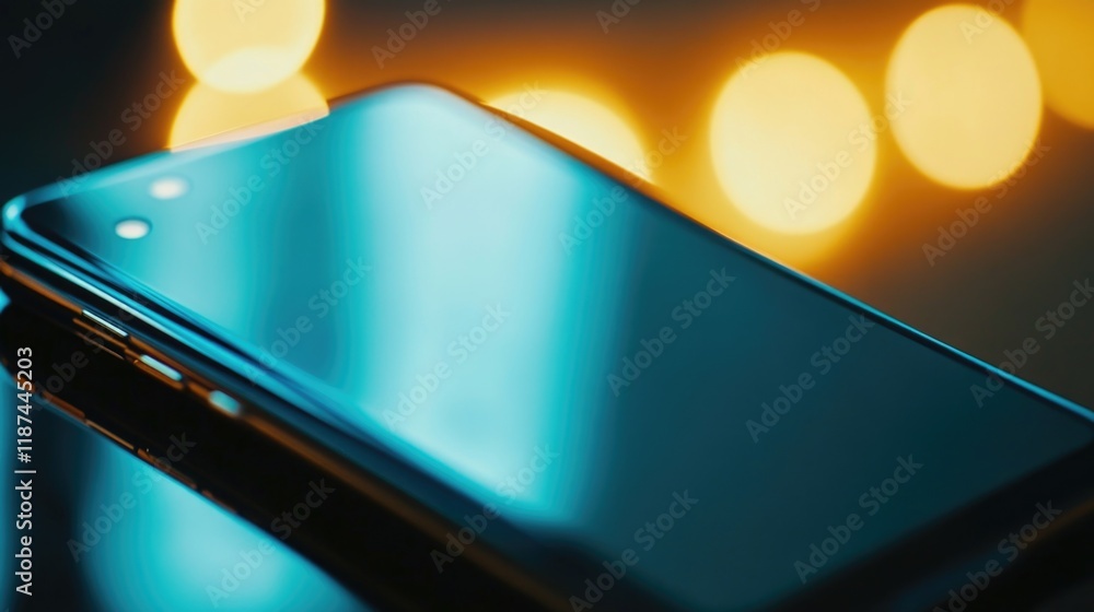 Aufkleber A close-up view of a cell phone on a table, ideal for use in technology-related contexts