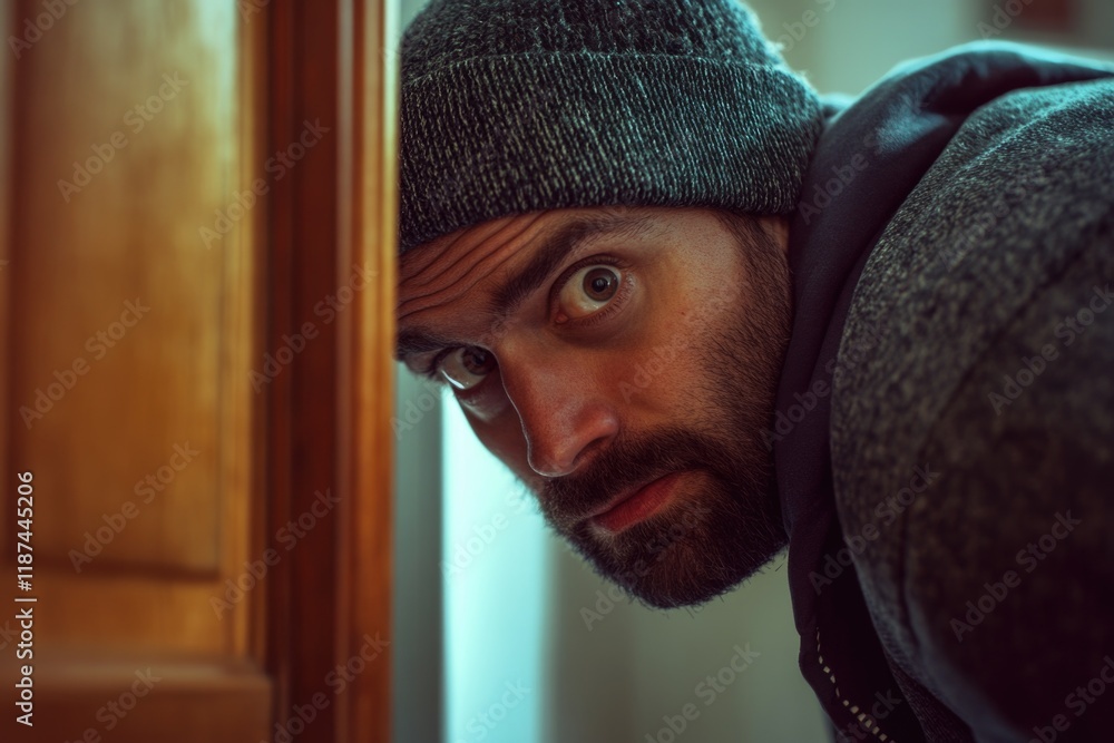 Poster a person with a beard and hat looking directly at the camera