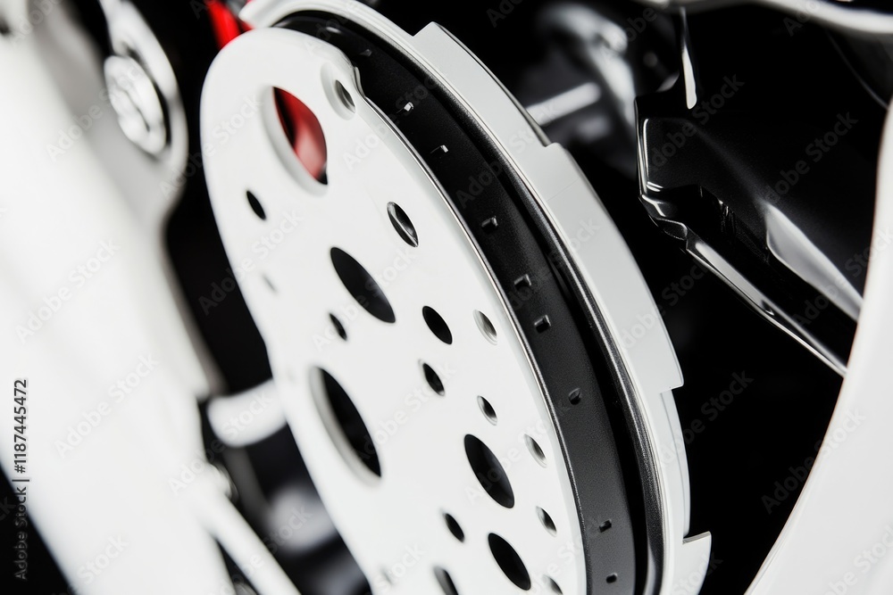 Poster close up shot of a motorcycle's front wheel with detailed design and textures