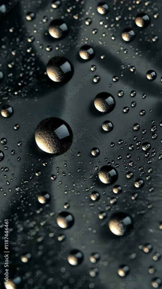 Aufkleber close-up view of water droplets on a reflective surface capturing intricate details in low light