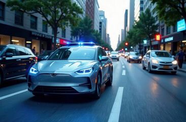 Future technology in safe driving by car, automation of road traffic by sensors without driver