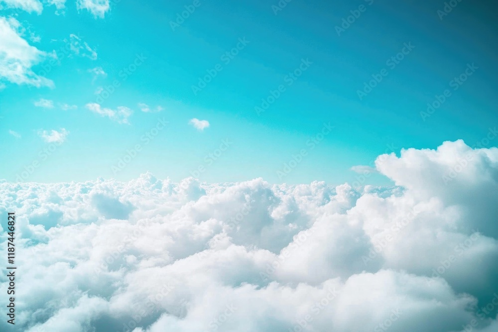 Poster aerial view of clouds from an airplane window, perfect for travel or weather-related concepts