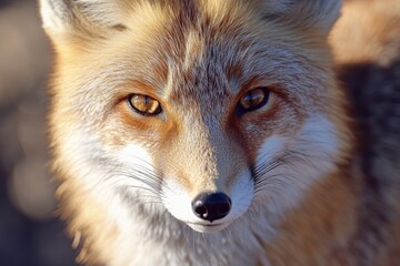Obraz premium Close-up shot of a fox's face with blurred background